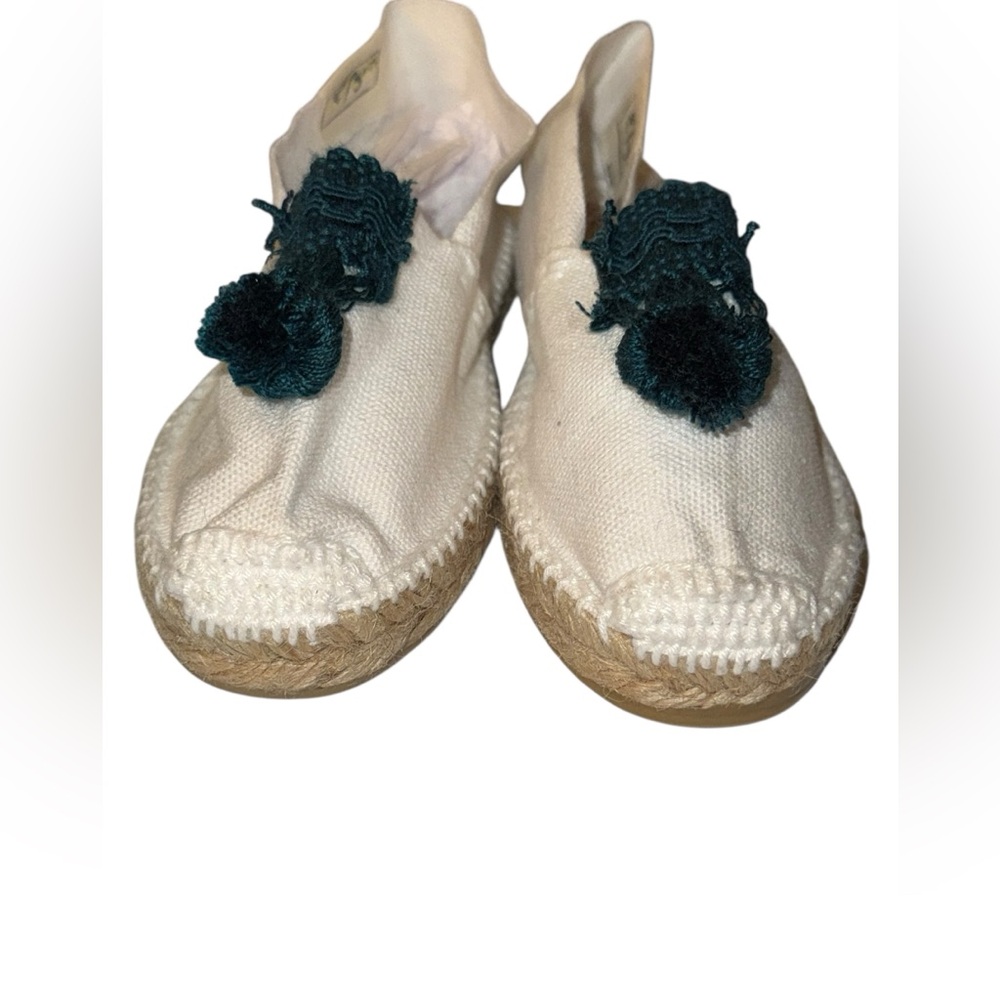 Ergon ARTESANIA Kids White and Green Espadrille Shoes made in Spain NWOT